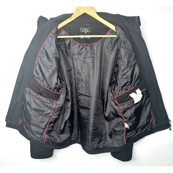 INC International Co Mens Wool Blend Coat Double Full Zip Lined Black Sz Medium - Picture 8 of 12